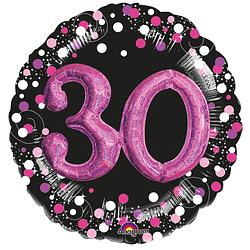 Foto van Amscan folieballon happy 30 birthday 91 cm helium zwart/roze