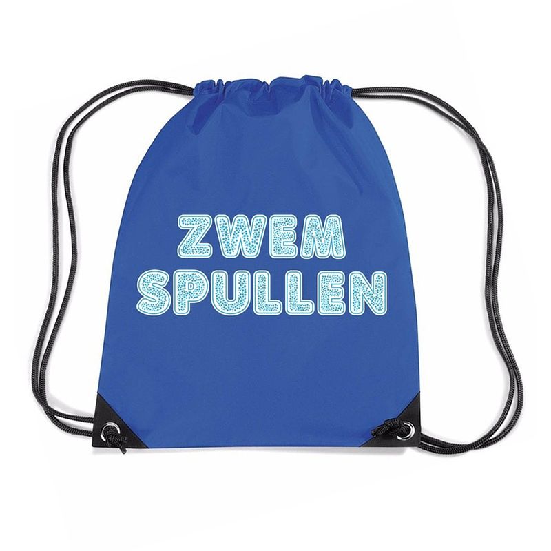 Foto van Blauw nylon rugzakje voor zwemles - gymtasje - zwemtasje