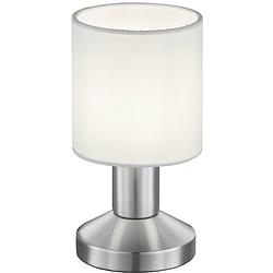 Foto van Led tafellamp - tafelverlichting - trion garno - e14 fitting - rond - mat wit - aluminium