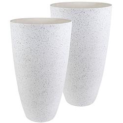 Foto van 2x stuks bloempot/plantenpot vaas van gerecycled kunststof wit d29 en h50 cm - plantenpotten