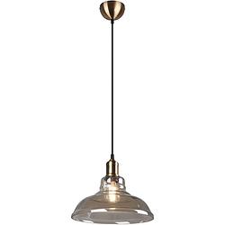 Foto van Led hanglamp - trion aldin - e27 fitting - rond - oud brons - aluminium