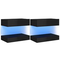 Foto van Vidaxl tv-meubelen 2 st met led-verlichting 60x35 cm hoogglans zwart