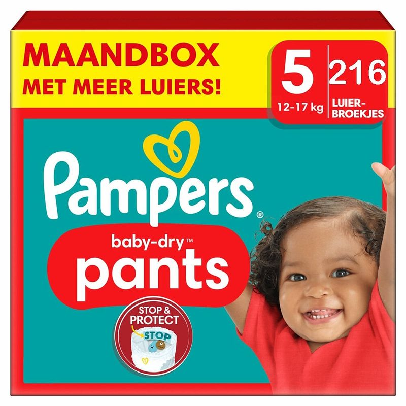 Foto van Pampers - baby dry pants - maat 5 - maandbox - 216 stuks - 12/17kg