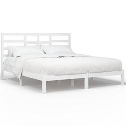 Foto van The living store bed the living store houten bedframe - 205.5 x 206 x 104 cm - massief grenenhout