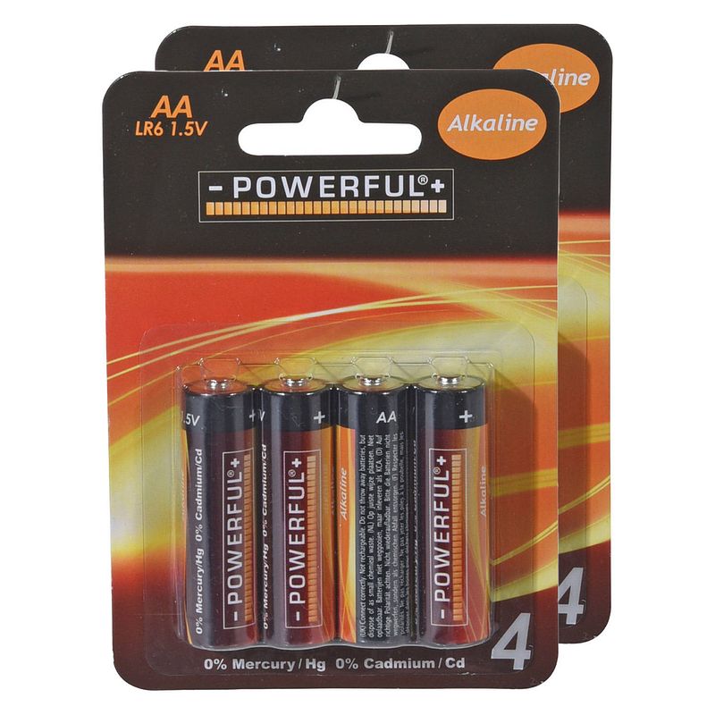 Foto van Powerful batterijen penlite - aa type - 8x stuks - alkaline - penlites aa batterijen