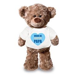 Foto van Knuffel teddybeer liefste papa wit shirt 24 cm - knuffelberen