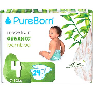 Foto van Pureborn baby luiers made from organic bamboo size 4 712kg 24 stuks 900g bij jumbo