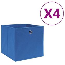 Foto van Vidaxl opbergboxen 4 st 28x28x28 cm nonwoven stof blauw