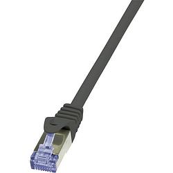 Foto van Logilink cq3093s rj45 netwerkkabel, patchkabel cat 6a s/ftp 10.00 m zwart vlambestendig, snagless 1 stuk(s)