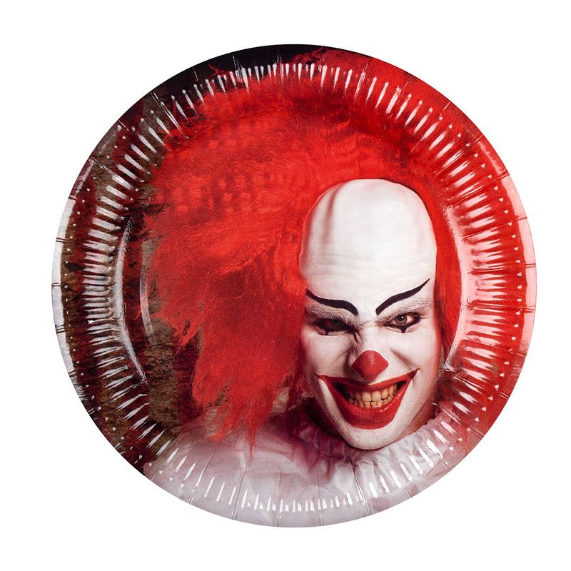 Foto van Thema feest papieren bordjes horror clown 18x stuks - feestbordjes