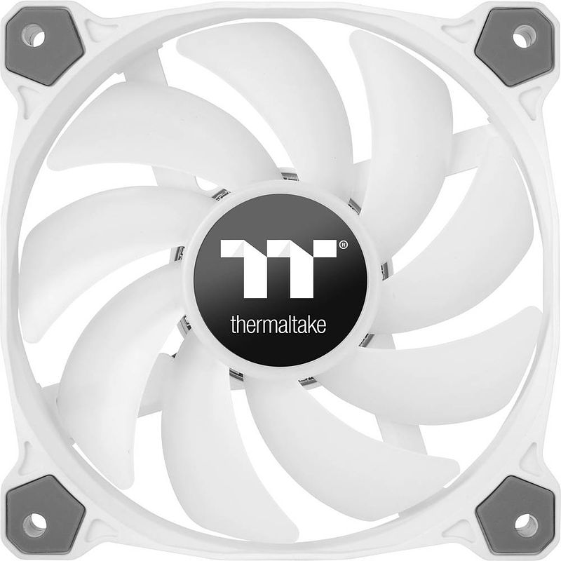 Foto van Thermaltake pure 12 argb sync radiator fan white tt premium edition pc-ventilator wit, rgb (b x h x d) 120 x 25 x 120 mm incl. led-verlichting