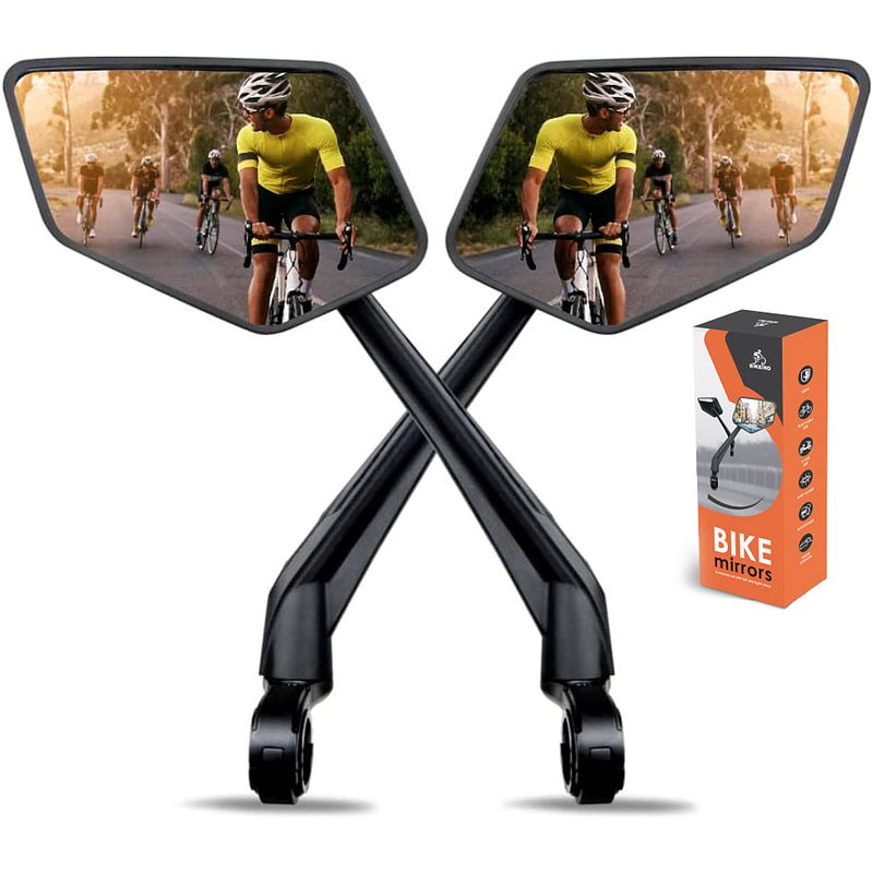 Foto van Bikepro verstelbare fietsspiegel set incl. reflectoren - links & rechts - geschikt voor e bike, fiets, motor, step