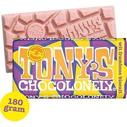 Foto van Tony'ss chocolonely witte chocolade reep framboos biscuitdiscodip 180g bij jumbo