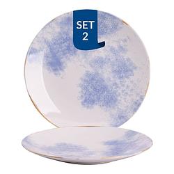 Foto van James cooke bord clouded charm 27 cm blauw wit stoneware 2 stuks