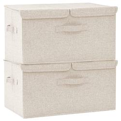 Foto van The living store opbergbox - inklapbaar - 50 x 30 x 25 cm - crème stof - oxford-stof - nonwoven stof