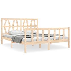 Foto van The living store bedframe massief grenenhout - 205.5 x 155.5 x 100 cm - multiplex lattenbodem - functioneel hoofd- en