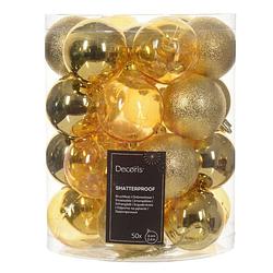 Foto van Decoris kerstballen - 50x stuks - 6 cm - kunststof -gouda  - kerstbal