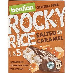 Foto van Rocky rice gluten free salted caramel rice bar 5 x 18g bij jumbo