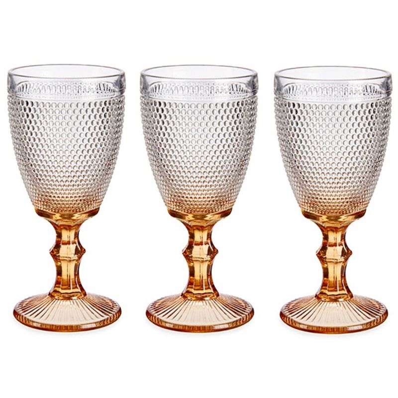 Foto van Luxe monaco serie wijnglazen set 6x stuks op gouden voet 330 ml - wijnglazen