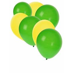 Foto van 50x groene en gele ballonnen - ballonnen