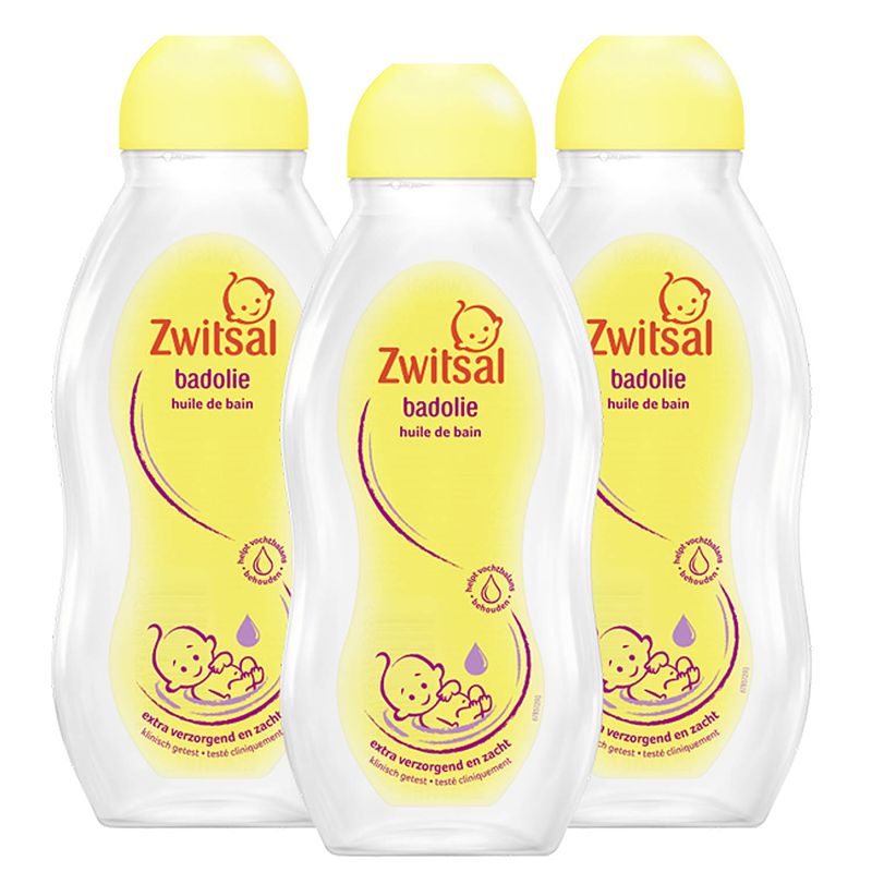Foto van Zwitsal - baby badolie - 3 x 200ml - voordeelpack