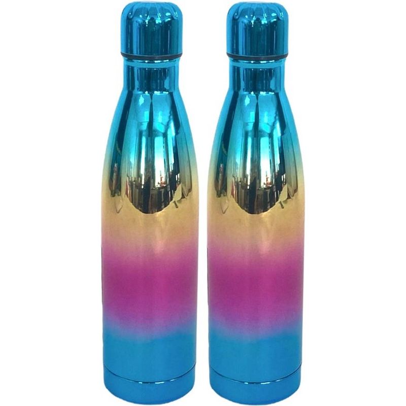 Foto van 2 stuks rvs drinkfles 500 ml rainbow