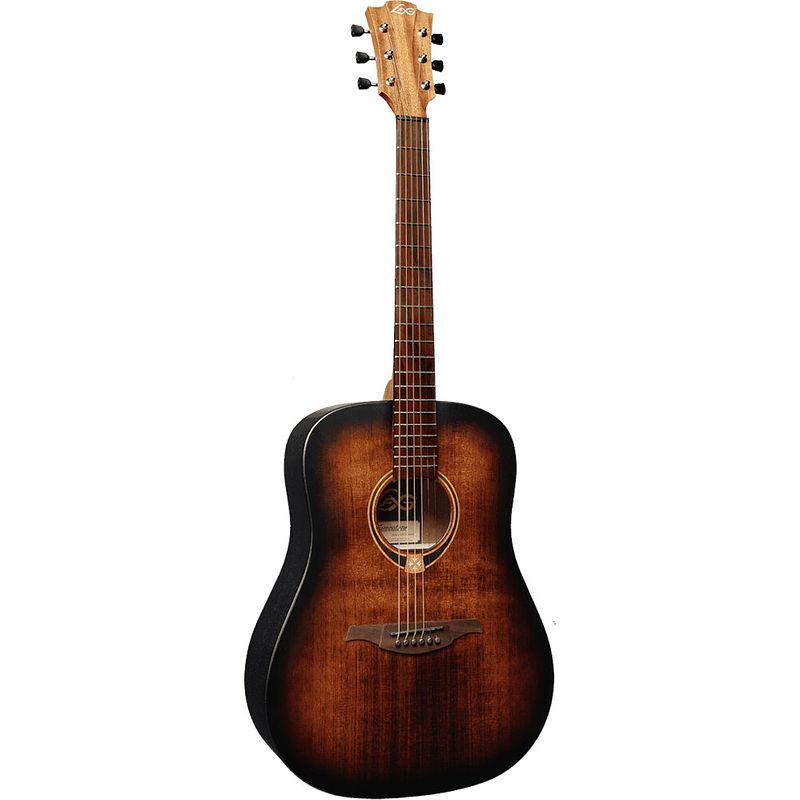 Foto van Lag guitars tramontane 70 t70d black & brown akoestische westerngitaar