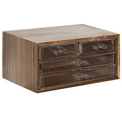 Foto van Bureau/hobby organizer - 3 lades - 24 x 16 x 13 cm - acacia hout - ladeblok