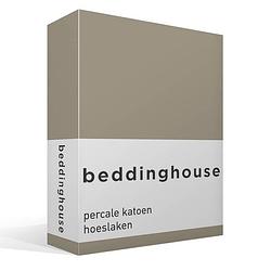 Foto van Beddinghouse percale katoen hoeslaken - 100% percale katoen - lits-jumeaux (160x210/220 cm) - taupe