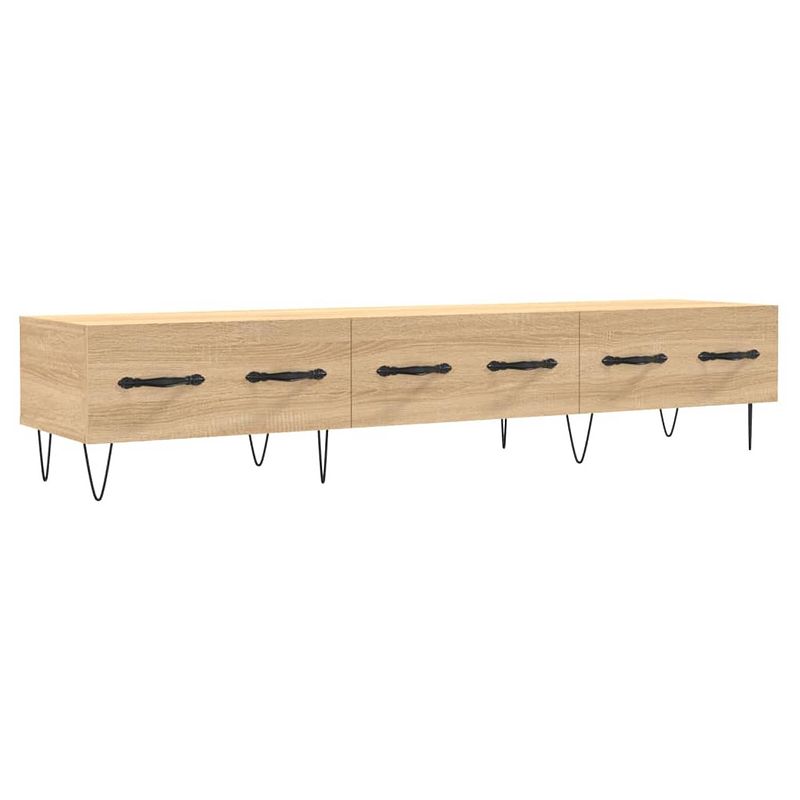 Foto van The living store tv-meubel 150x36x30 cm bewerkt hout sonoma eikenkleurig - kast