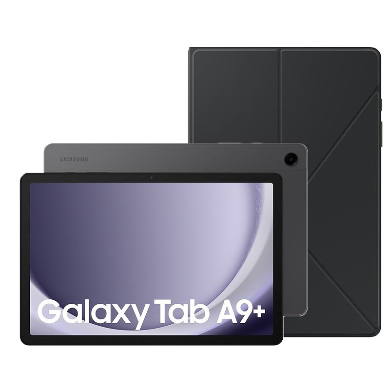 Foto van Samsung galaxy tab a9 plus (2023) 64gb wifi + book cover tablet grijs