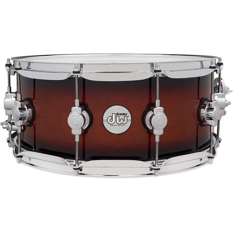 Foto van Dw drums ddlg0614sstb design series maple tobacco burst 14 x 6 inch snaredrum