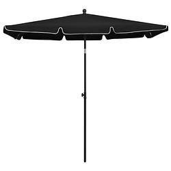 Foto van The living store parasol 210 x 140 cm - uv-beschermend polyester - stabiele en duurzame constructie - zwart