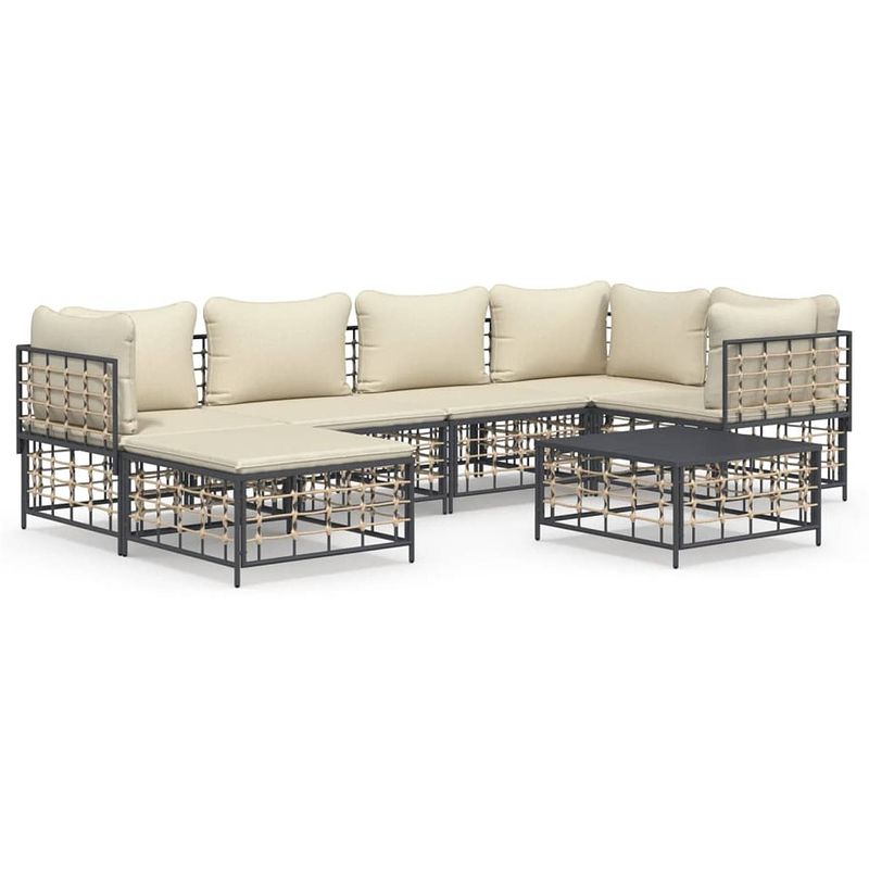 Foto van Vidaxl 7-delige loungeset met kussens poly rattan antracietkleurig