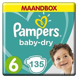 Foto van Pampers baby dry maat 6 - 135 luiers maandbox