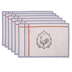 Foto van Haes deco - set van 6 placemats - 48x33 cm - 100% katoen - devine french rooster