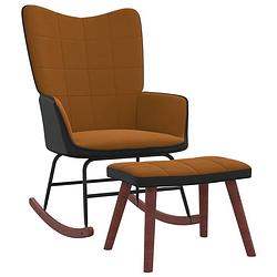 Foto van Vidaxl schommelstoel met voetenbank fluweel en pvc bruin