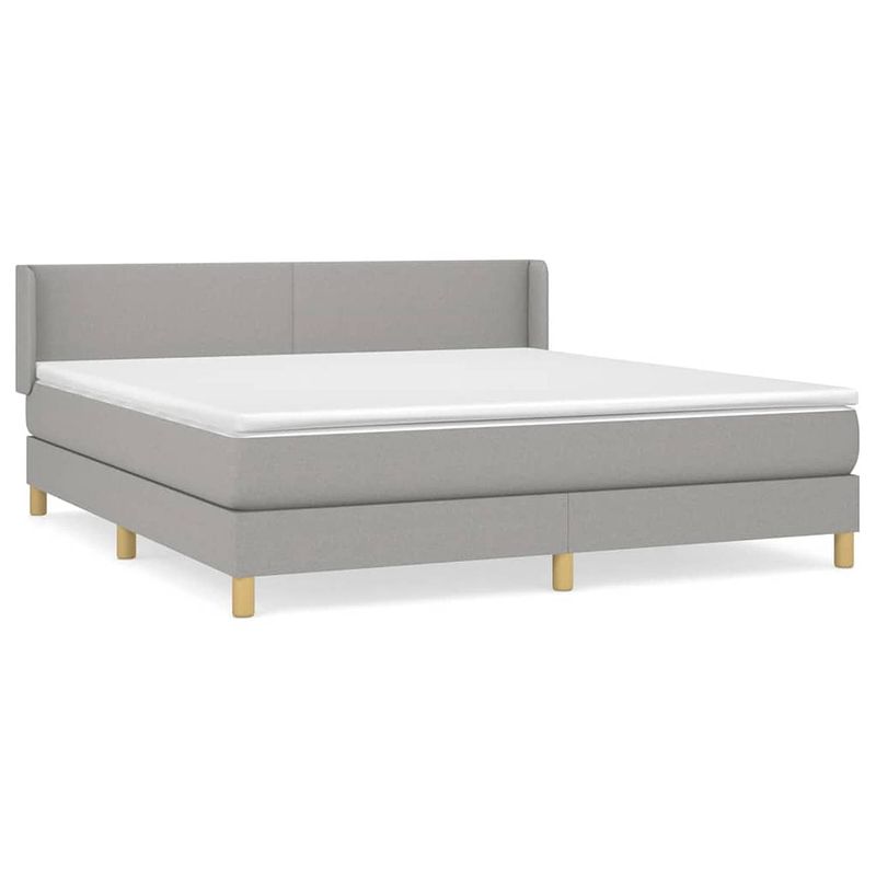 Foto van The living store boxspring met matras stof lichtgrijs 160x200 cm - bed