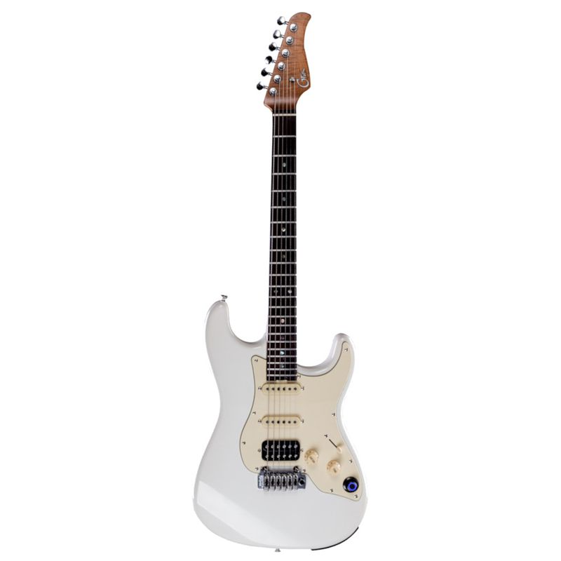 Foto van Mooer gtrs guitars professional 800 olympic white intelligent guitar met gigbag