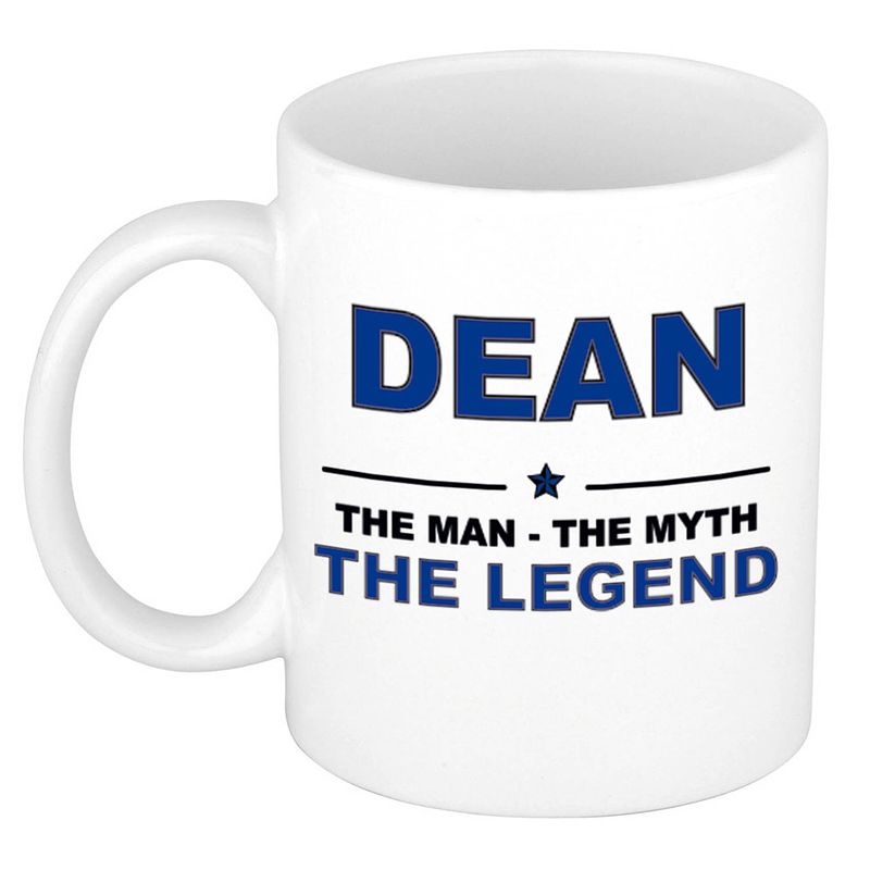 Foto van Dean the man, the myth the legend cadeau koffie mok / thee beker 300 ml - naam mokken