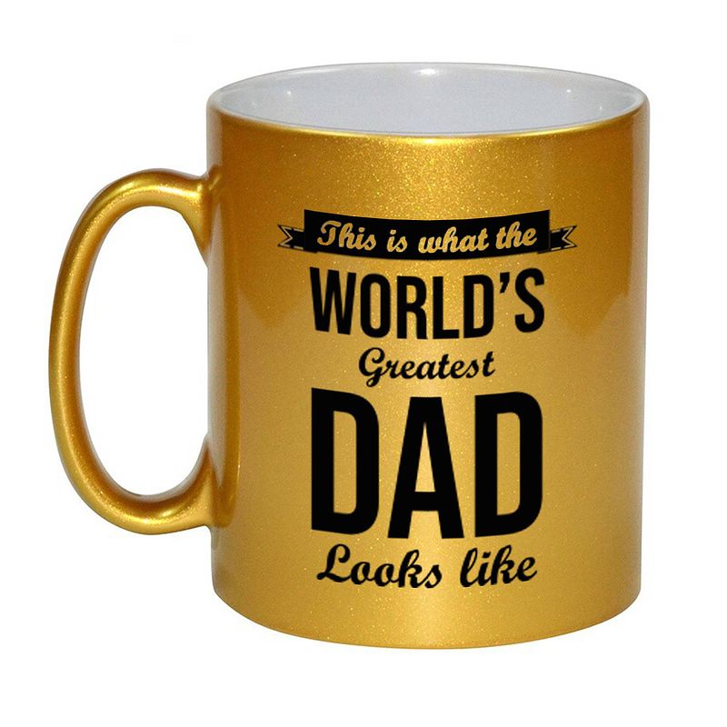 Foto van Gouden worlds greatest dad cadeau koffiemok / theebeker 330 ml - feest mokken