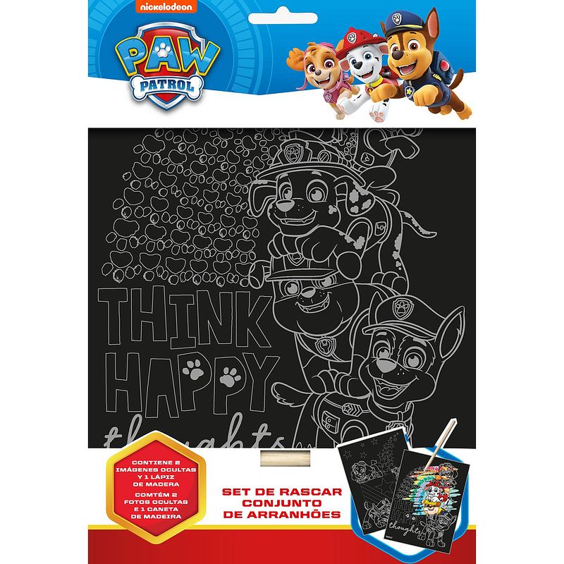 Foto van Nickelodeon krasplaten paw patrol junior papier zwart 3-delig