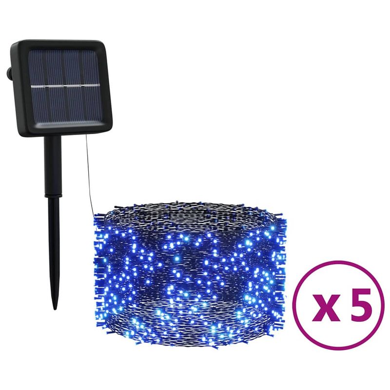 Foto van Vidaxl 5 st lichtslinger met 200 led'ss solar binnen/buiten blauw