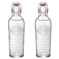 Foto van Set van 2x stuks glazen beugelflessen/weckflessen transparant met beugeldop 1,2 liter - decoratieve flessen