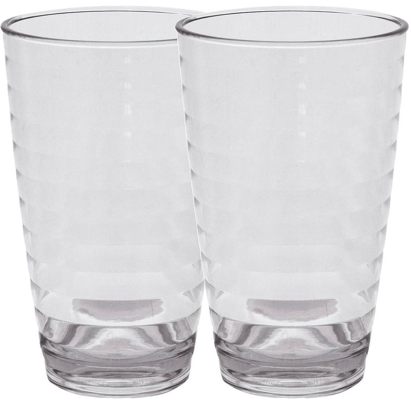 Foto van Set van 2x stuks onbreekbare kunststof camping drinkglazen transparant 285 ml - drinkglazen