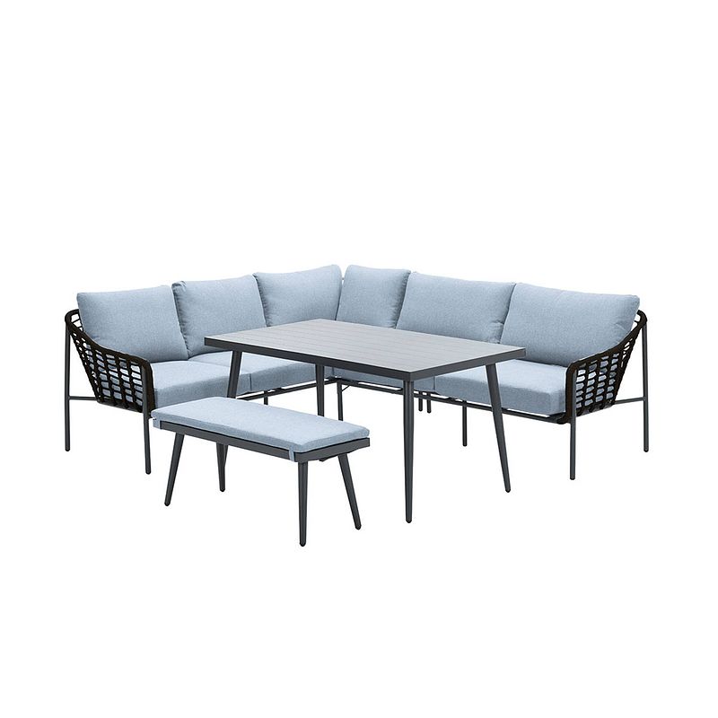 Foto van Garden impressions ashton lounge dining set links - zwart rotan