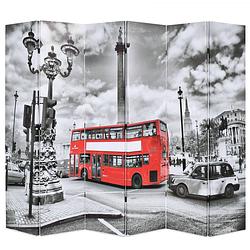 Foto van Vidaxl kamerscherm inklapbaar londen bus 228x170 cm zwart en wit