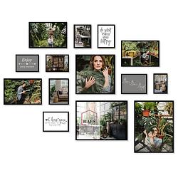 Foto van Haes deco - collage set met 14 kunststof fotolijsten zwart easy frame - efs106b