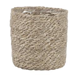 Foto van Naturel rotan planten pot mand van gedraaid jute/riet h12 en d12 cm - plantenpotten