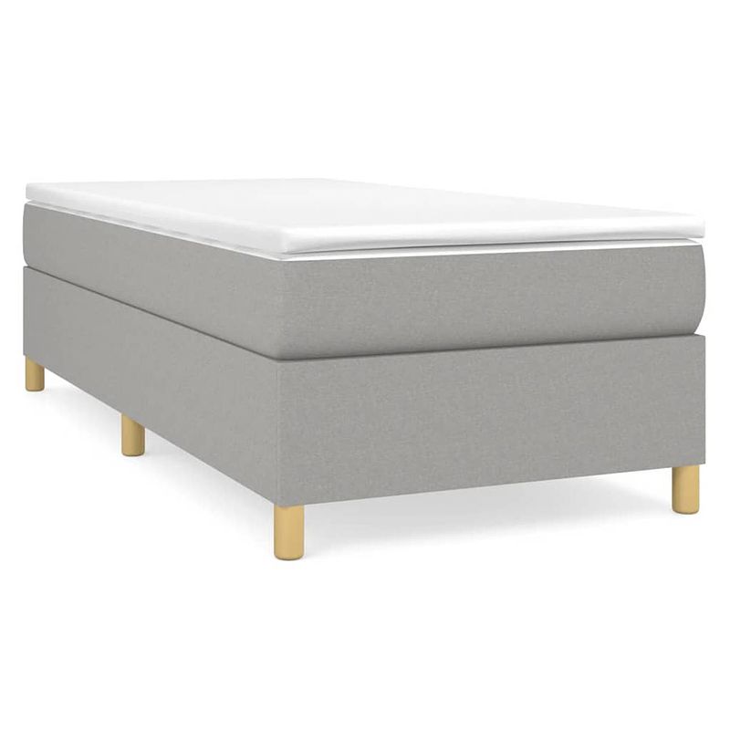 Foto van The living store boxspringbed - pocketvering - middelhard - huidvriendelijk - lichtgrijs - 193x90x35cm - the living